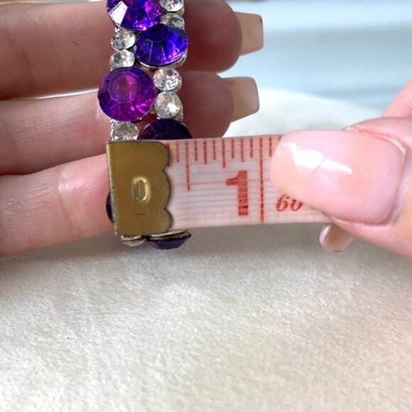 Rhinestone Purple blue crystal beaded bracelet stretch New NWT - Picture 11 of 11